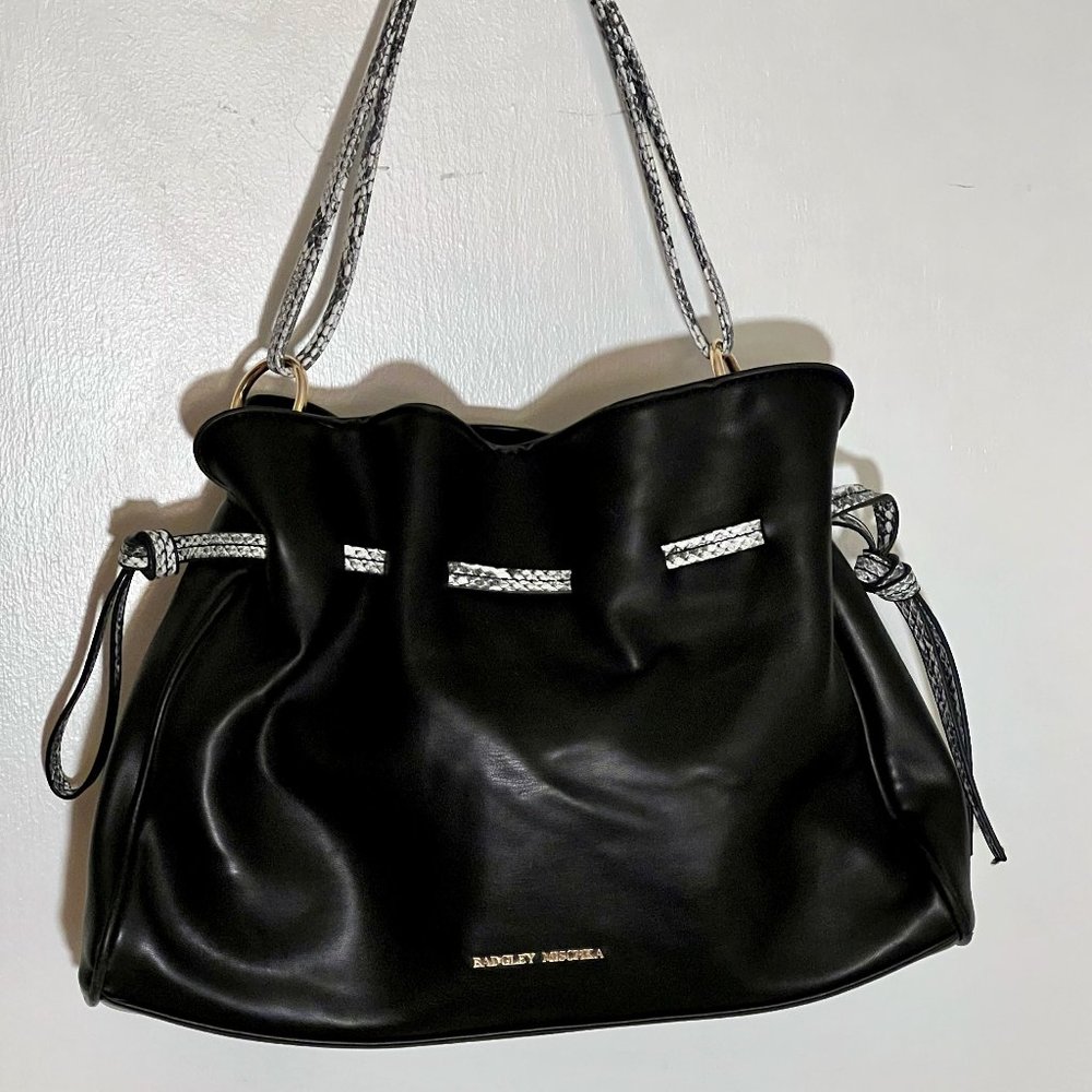 BADGLEY MISCHKA Black Drawstring/Bucket Bag NWOT
